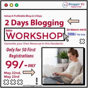 2 days blogging workshop in telugu